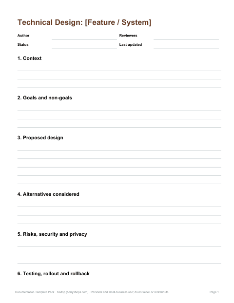 Preview of the first page of Technical design document (DOCX)