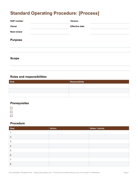 Preview of the first page of SOP template (DOCX)